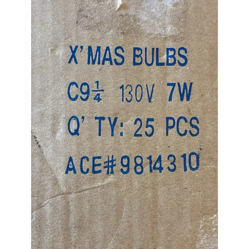 25 Vtg C9 Replacement Bulbs Ceramic Red Green Christmas Lights C-9 1/4 120V 7W